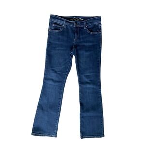 Y2K INC Denim Boot Leg Jeans Size 6 Petite Flap Pockets Stretch Rhinestones Chic